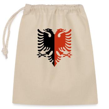 Albanischer Adler Rot-Schwarz „Dualer Stolz“ - Verschließbarer Geschenkbeutel aus Baumwolle (25x30cm) - Natur - Vorne