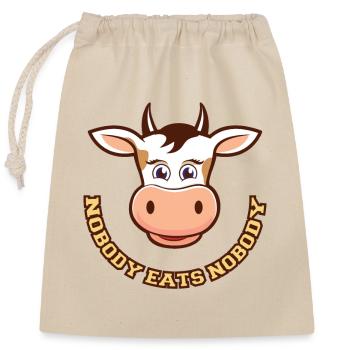 Vegan and healthy nutrition - Closable cotton gift bag (25x30cm) - nature - Front