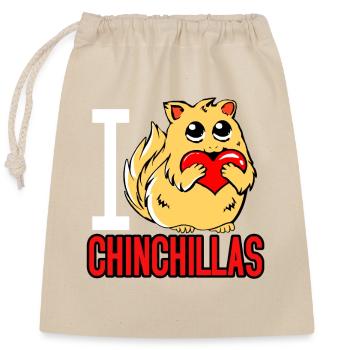 Chinchilla Cadeau Amérique du Sud Rongeur Pet - Sac cadeau en coton avec cordon (25 x 30 cm) - nature - Devant