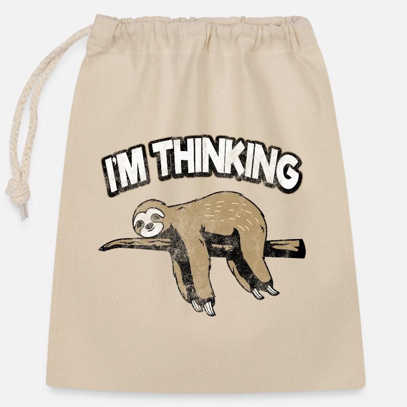 Sloth - Closable cotton gift bag (25x30cm) - nature