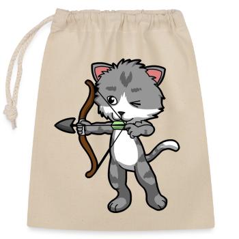 Amour Cat with Bow and Arrow Sagittarius - Closable cotton gift bag (25x30cm) - nature - Front