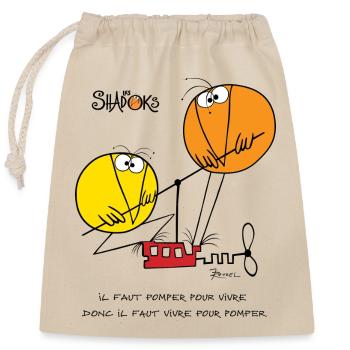 Les Shadoks pompent - Sac cadeau en coton avec cordon (25 x 30 cm) - nature - Devant