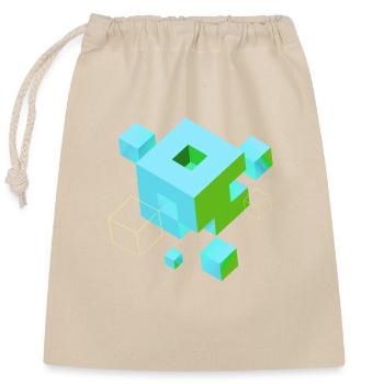 würfel pixel 3d nerd game mind craft Rubix Zauber  - Sac cadeau en coton avec cordon (25 x 30 cm) - nature - Devant