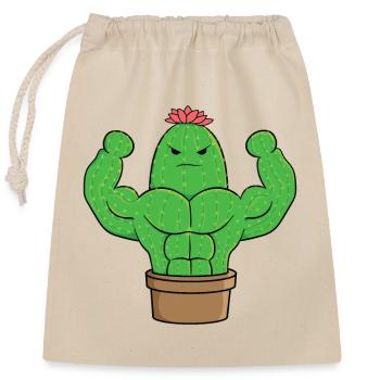 Trainierter Kaktus Bodybuilder Geschenk - Verschließbarer Geschenkbeutel aus Baumwolle (25x30cm) - Natur - Vorne