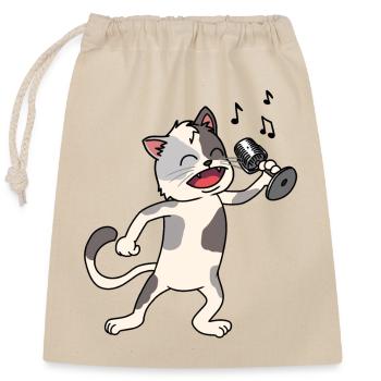 Katze singt, singen Katzen Sänger Band Musik - Verschließbarer Geschenkbeutel aus Baumwolle (25x30cm) - Natur - Vorne