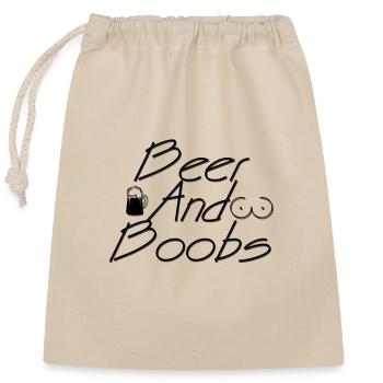 Beer and Boobs - Bier und Brüste - Verschließbarer Geschenkbeutel aus Baumwolle (25x30cm) - Natur - Vorne
