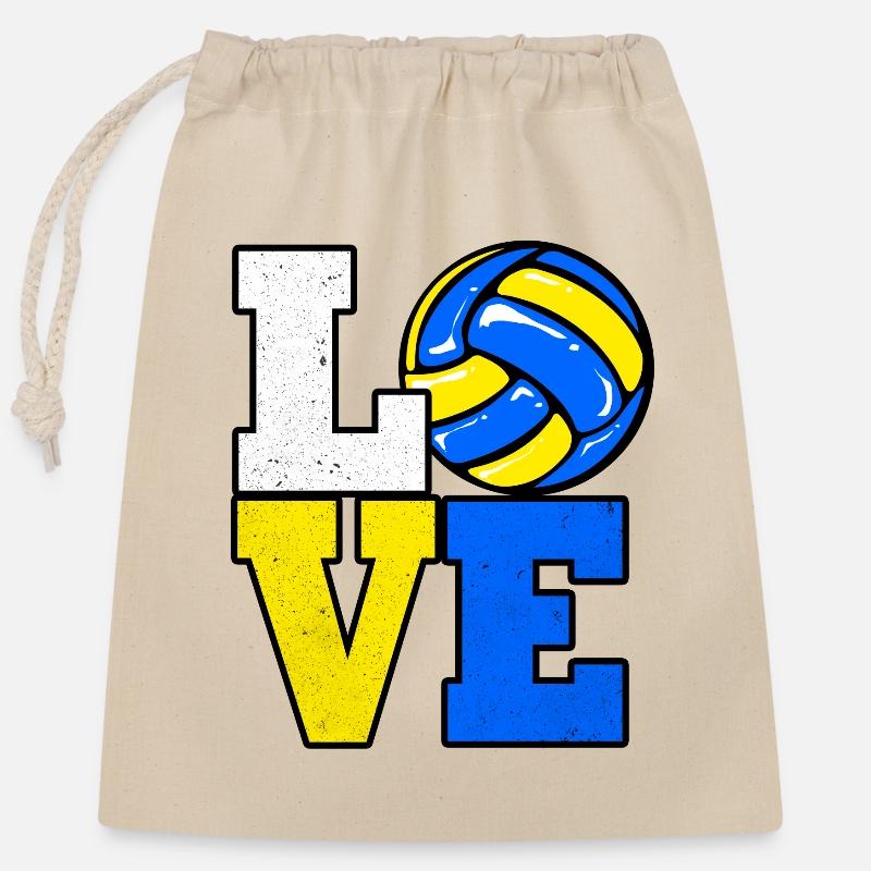 Volley-ball - Sac cadeau en coton avec cordon (25 x 30 cm) - nature