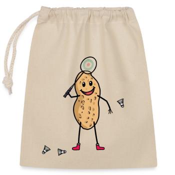 Tennisspiel Tennisspieler Tennismatch Erdnuss - Verschließbarer Geschenkbeutel aus Baumwolle (25x30cm) - Natur - Vorne