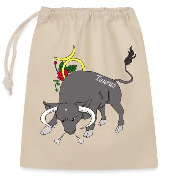 Sternzeichen Stier Geschenk Shirt - Verschließbarer Geschenkbeutel aus Baumwolle (25x30cm) - Natur - Vorne