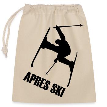 Ski, ski, skiing, après ski, freeski, winter, snow - Closable cotton gift bag (25x30cm) - nature - Front