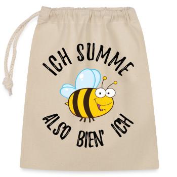 Ich summe also bien ich Biene Wespe Shirt schwarz - Verschließbarer Geschenkbeutel aus Baumwolle (25x30cm) - Natur - Vorne