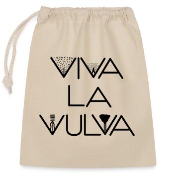 Viva la vulva vagina feminism - Closable cotton gift bag (25x30cm) - nature - Front