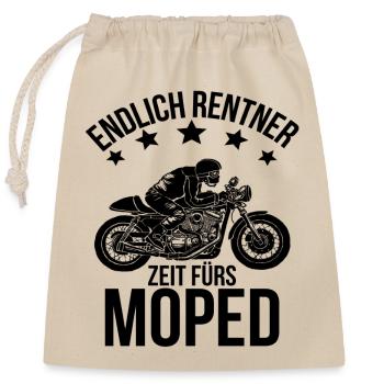 Rentner Moped Motorrad Rente Motorradfahrer - Verschließbarer Geschenkbeutel aus Baumwolle (25x30cm) - Natur - Vorne