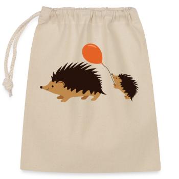 Hedgehog - Closable cotton gift bag (25x30cm) - nature - Front
