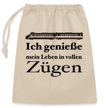 Ich genieße mein Leben in vollen Zügen - Verschließbarer Geschenkbeutel aus Baumwolle (25x30cm) - Natur - Vorne