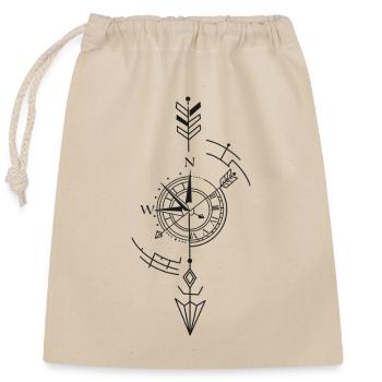 Compass, clock, navigation, arrow, time - Closable cotton gift bag (25x30cm) - nature - Front