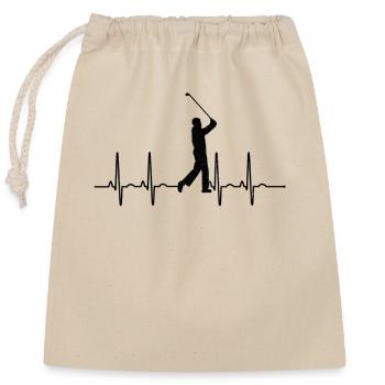 Heart Beat Golfer Heart Line ECG Sport Lawn - Closable cotton gift bag (25x30cm) - nature - Front