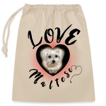 Maltese Dog Puppy Endless Love bw - Verschließbarer Geschenkbeutel aus Baumwolle (25x30cm) - Natur - Vorne