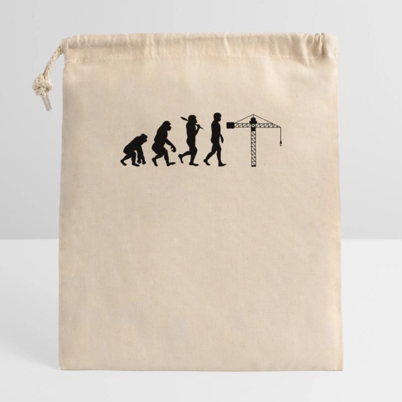 Crane operator Evolution black Closable cotton gift bag (25x30cm)