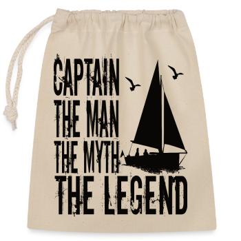 Skipper captain sailing ship yacht regatta boat - Closable cotton gift bag (25x30cm) - nature - Front
