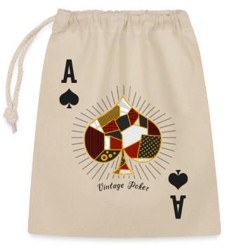 Vintage Poker Wizard Magic Card Games Ace Spades - Closable cotton gift bag (25x30cm) - nature - Front