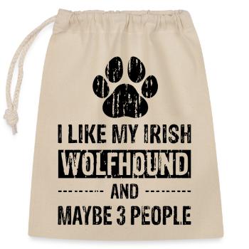 I Like My Irish Wolfhound And Maybe 3 People bw - Verschließbarer Geschenkbeutel aus Baumwolle (25x30cm) - Natur - Vorne
