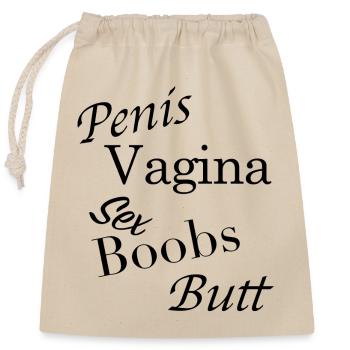 Penis vagina vagina butt boobs sex - Closable cotton gift bag (25x30cm) - nature - Front
