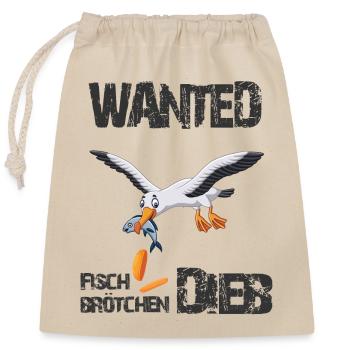 Wanted - Der berüchtigte Fischbrötchen Dieb - Verschließbarer Geschenkbeutel aus Baumwolle (25x30cm) - Natur - Vorne