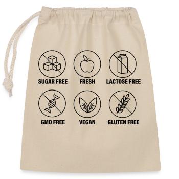 Sugar-Free Gluten-Free Lactose Intolerant Vegan - Closable cotton gift bag (25x30cm) - nature - Front