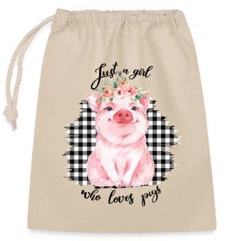 Schweine - Verschließbarer Geschenkbeutel aus Baumwolle (25x30cm) - Natur - Vorne