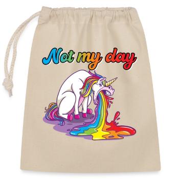 La licorne Not My Day crache du vomi - Sac cadeau en coton avec cordon (25 x 30 cm) - nature - Devant