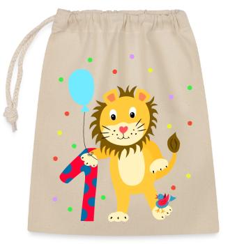 First Birthday 1st Year Lion Sweet Gift - Closable cotton gift bag (25x30cm) - nature - Front