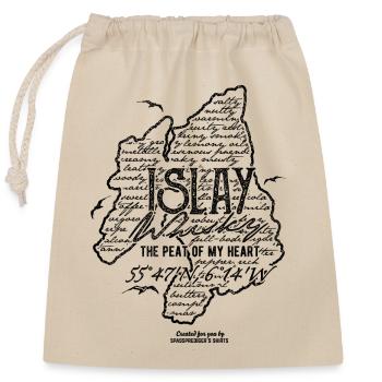 Conception de produits dérivés Whisky Islay Scotland Notes de dégustation - Sac cadeau en coton avec cordon (25 x 30 cm) - nature - Devant