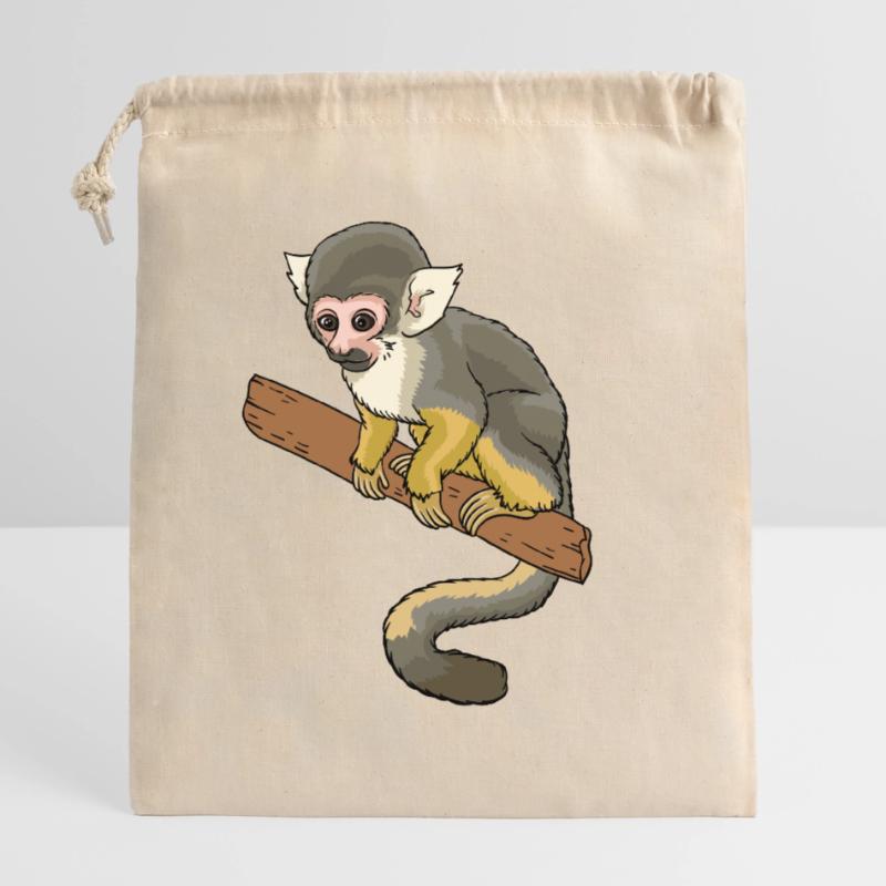 Squirrel monkey squirrel monkey primate Closable cotton gift bag (25x30cm)