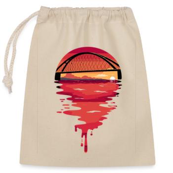 Fehmarn Ostsee Fehmarnsundbrücke Sonnenuntergang - Verschließbarer Geschenkbeutel aus Baumwolle (25x30cm) - Natur - Vorne