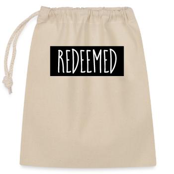 Redeemed - Christian Quotes - Closable cotton gift bag (25x30cm) - nature - Front