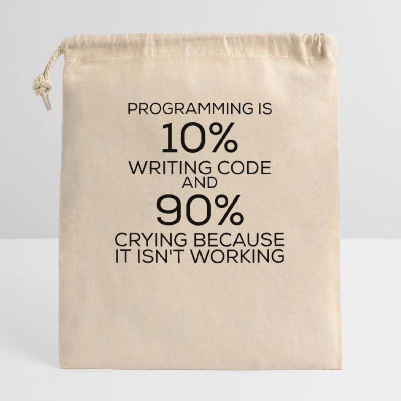 Funny saying programming programming Closable cotton gift bag (25x30cm)