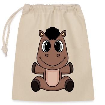 cheval - Sac cadeau en coton avec cordon (25 x 30 cm) - nature - Devant