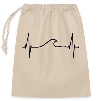 Surfer heartbeat wave surf pulse heart for surfing - Closable cotton gift bag (25x30cm) - nature - Front