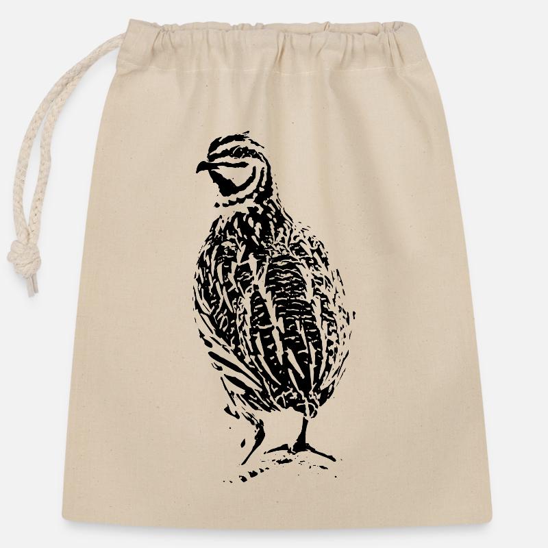 Conception de caille - Sac cadeau en coton avec cordon (25 x 30 cm) - nature
