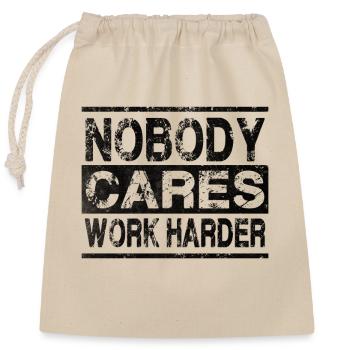 Work Harder - Verschließbarer Geschenkbeutel aus Baumwolle (25x30cm) - Natur - Vorne