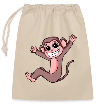 Monkey - Closable cotton gift bag (25x30cm) - nature - Front