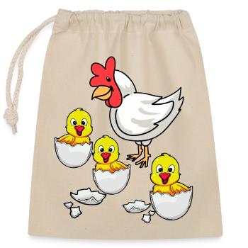 Eggshell Chick Chicken Chickens Easter Chicken Egg - Closable cotton gift bag (25x30cm) - nature - Front