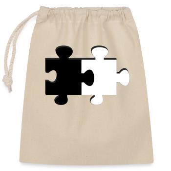 Puzzle Black And White - Closable cotton gift bag (25x30cm) - nature - Front
