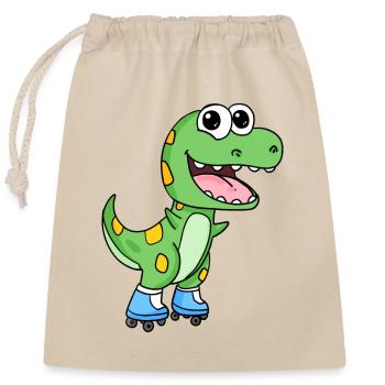 Patinage en ligne dinosaures - Sac cadeau en coton avec cordon (25 x 30 cm) - nature - Devant