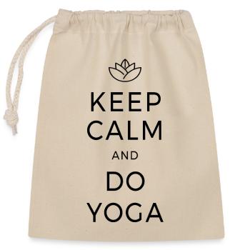 Keep Calm & Do Yoga Méditation Chakra Pleine conscience - Sac cadeau en coton avec cordon (25 x 30 cm) - nature - Devant