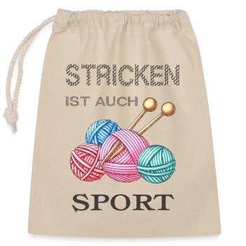 Stricken ist auch Sport - Verschließbarer Geschenkbeutel aus Baumwolle (25x30cm) - Natur - Vorne