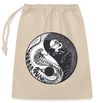 Ying Yang Crane Snake Chinesisches Symbol - Verschließbarer Geschenkbeutel aus Baumwolle (25x30cm) - Natur - Vorne