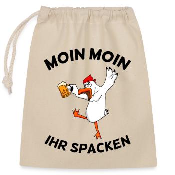 Betrunkene Möwe - Verschließbarer Geschenkbeutel aus Baumwolle (25x30cm) - Natur - Vorne
