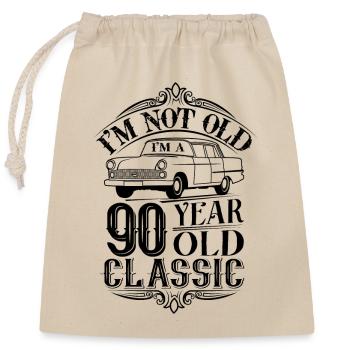 90th Birthday Classic - Closable cotton gift bag (25x30cm) - nature - Front